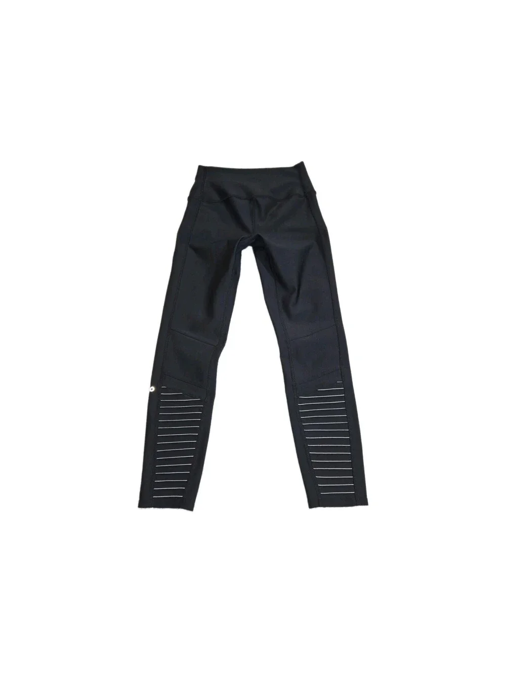 Alo Yoga Moto Leggings Black High Waisted Ribbed Mesh Panels Womens Size M